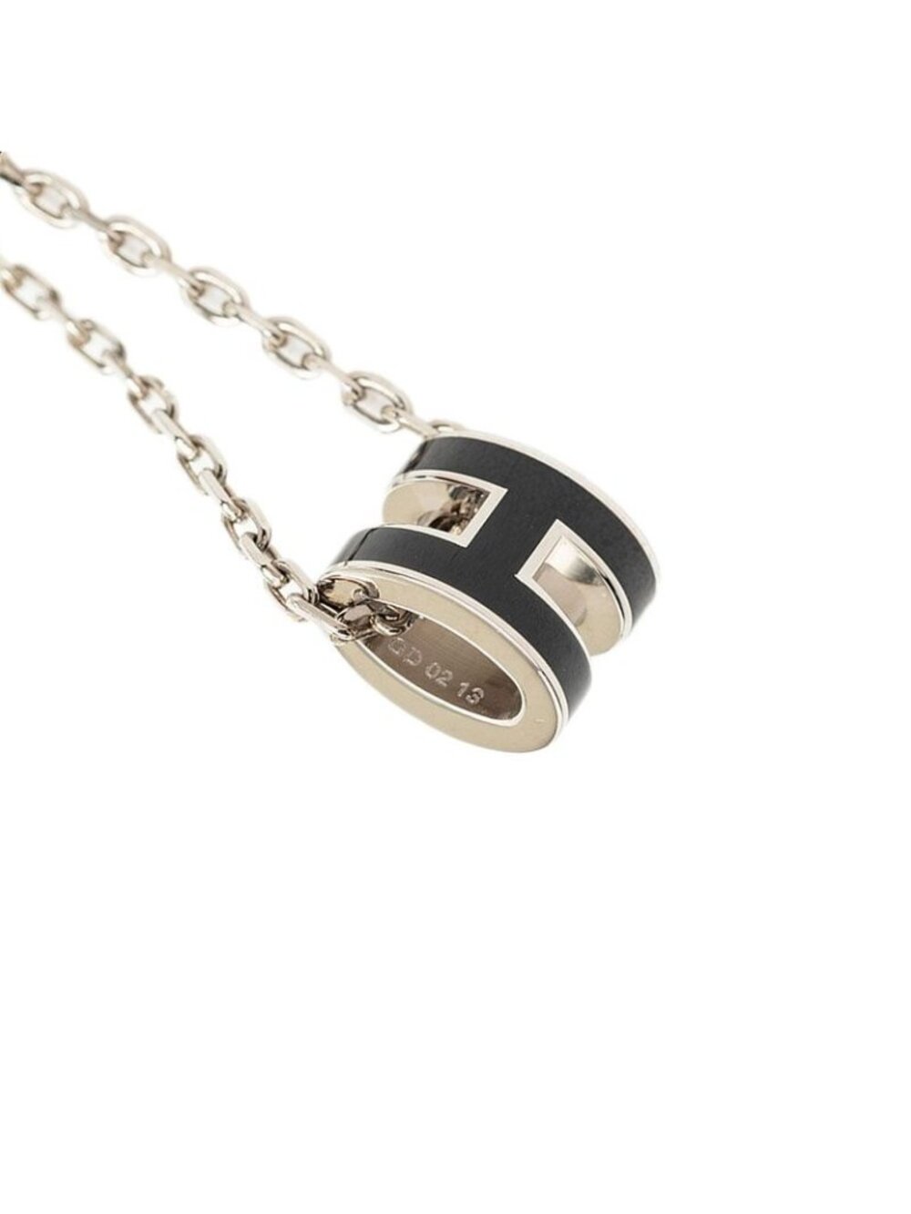Hermes Mini Pop H Pendant Silver Black Metal